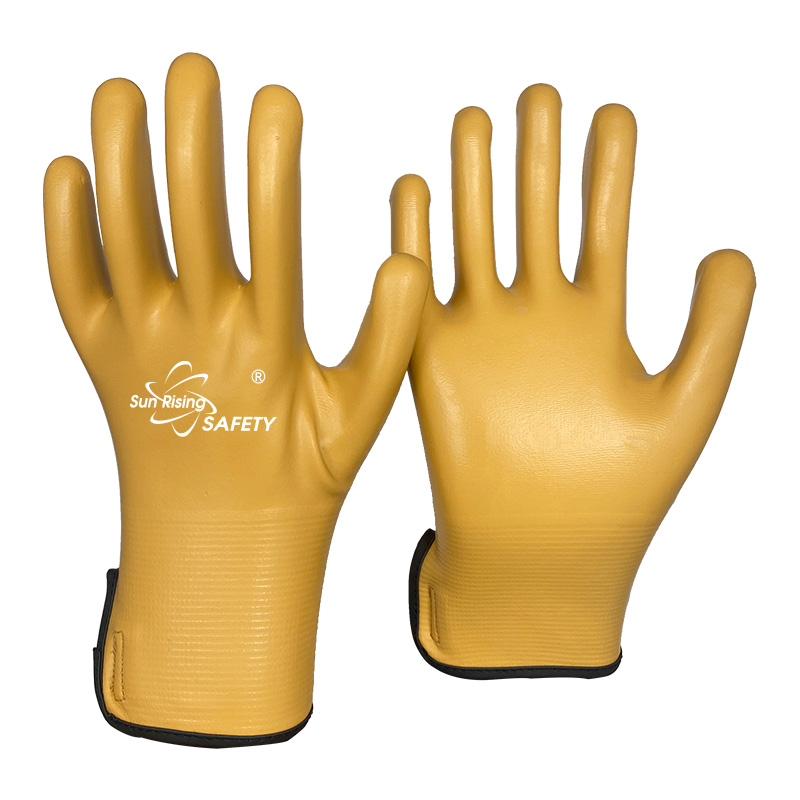 SRSafety-15-gauge-yellow-nylon-and-spandex-knitted-liner,-microfoam-nitrile-full-coated-gloves